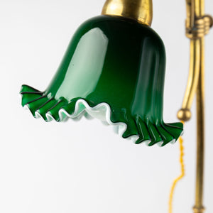 1920er Art Deco Schreibtischlampe mit grünem Schirm - Zeitlos Berlin By Drozd