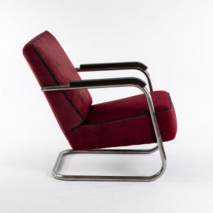 1930er Bauhaus Freischwinger Sessel, Gepolstert Purpurrot - Zeitlos Berlin By Drozd