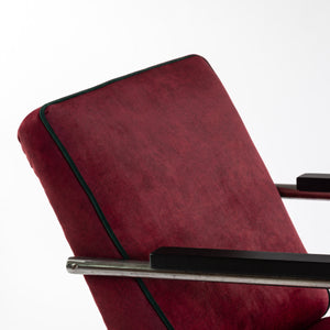 1930er Bauhaus Freischwinger Sessel, Gepolstert Purpurrot - Zeitlos Berlin By Drozd